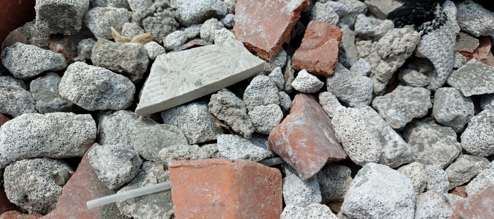 Background crushed concrete rubble pieces
